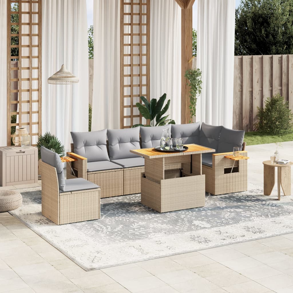 8721102583353_m_en_hd_1 vidaXL 7 Piece Garden Sofa Set with Cushions Beige Poly Rattan - Image 1