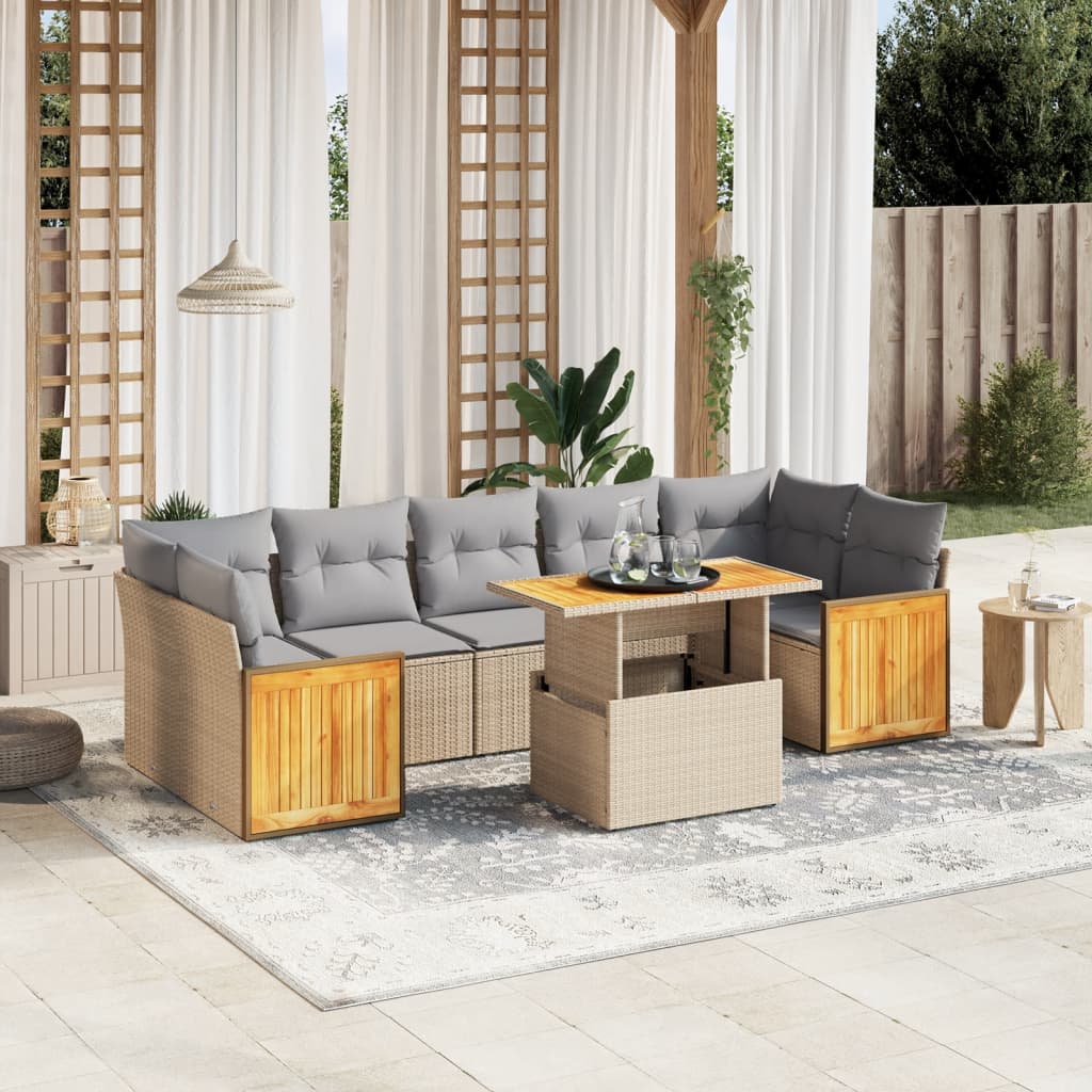 8721102586644_m_en_hd_1 vidaXL 8 Piece Garden Sofa Set with Cushions Beige Poly Rattan - Image 1