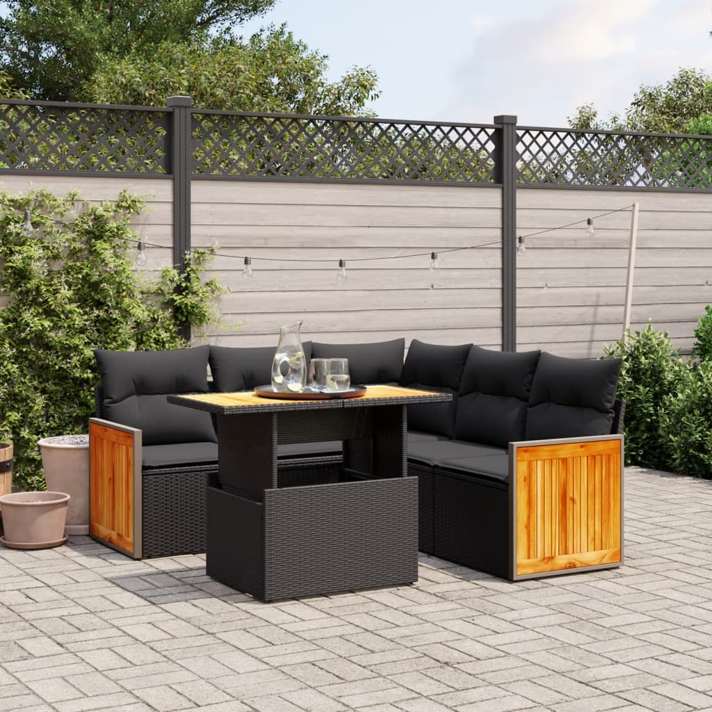 8721102587443_m_en_hd_1 vidaXL 6 Piece Garden Sofa Set with Cushions Black Poly Rattan - Image 1