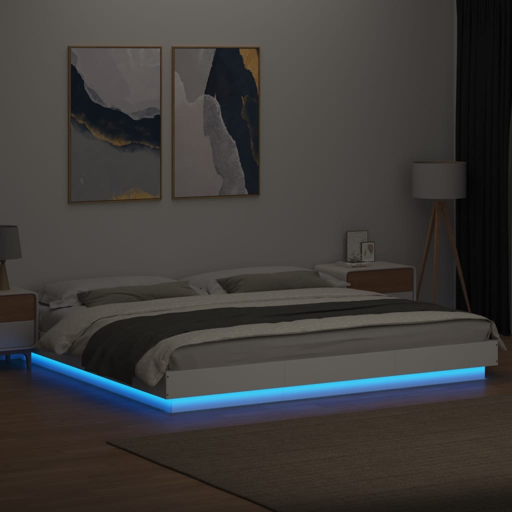 8721102617157_g_en_hd_2 vidaXL Bed Frame with LED Lights without Mattress White 183x203 cm King - Image 4