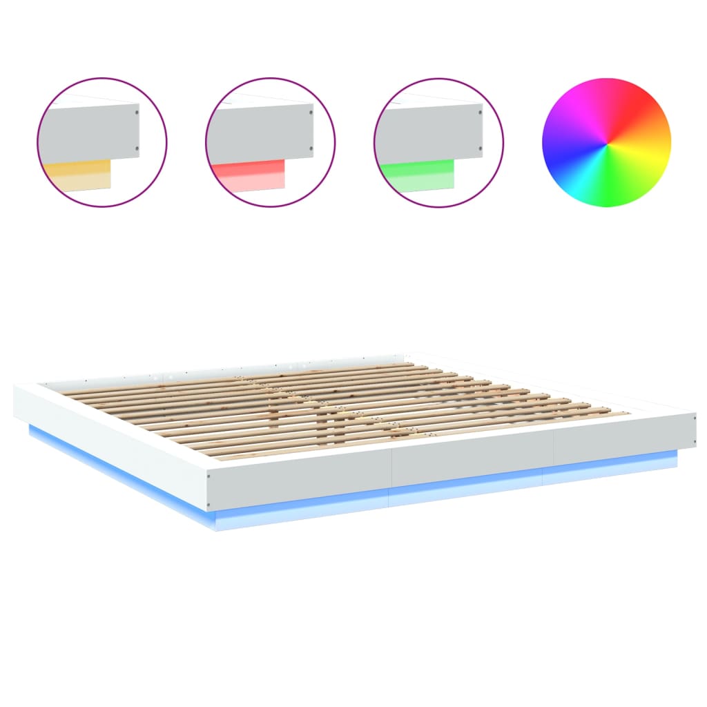 8721102617157_g_en_hd_6 vidaXL Bed Frame with LED Lights without Mattress White 183x203 cm King - Image 8