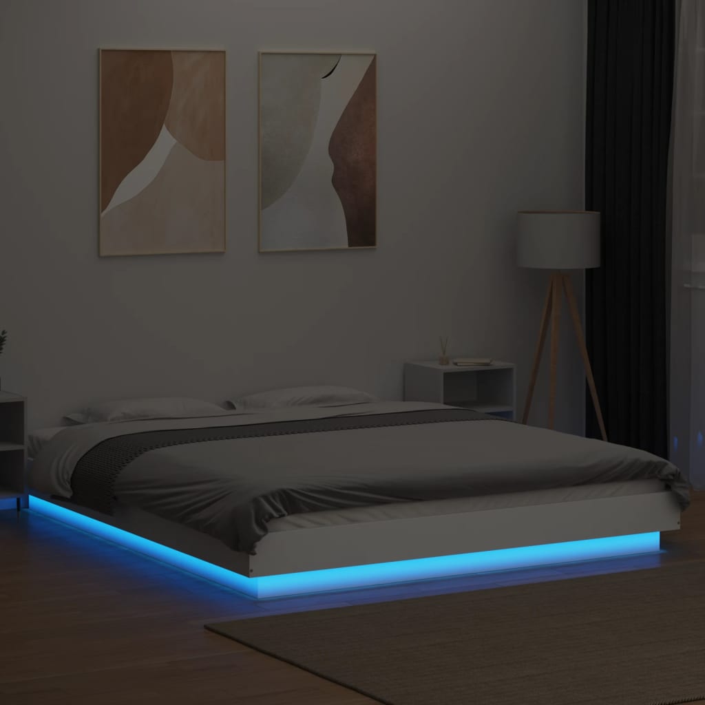 8721102617294_g_en_hd_2 vidaXL Bed Frame with LED Lights without Mattress White 150x200 cm - Image 4