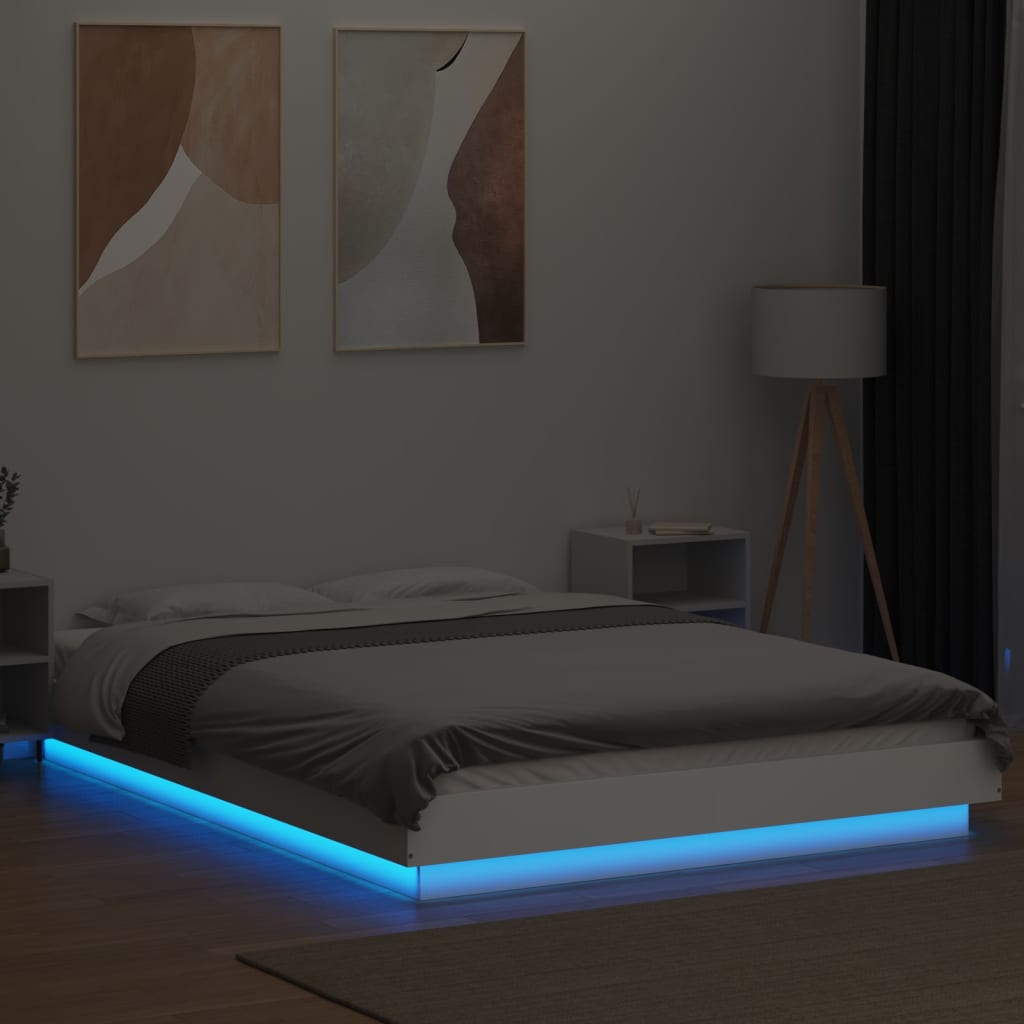 8721102617713_g_en_hd_2 vidaXL Bed Frame with LED Lights without Mattress White 135x190 cm - Image 4