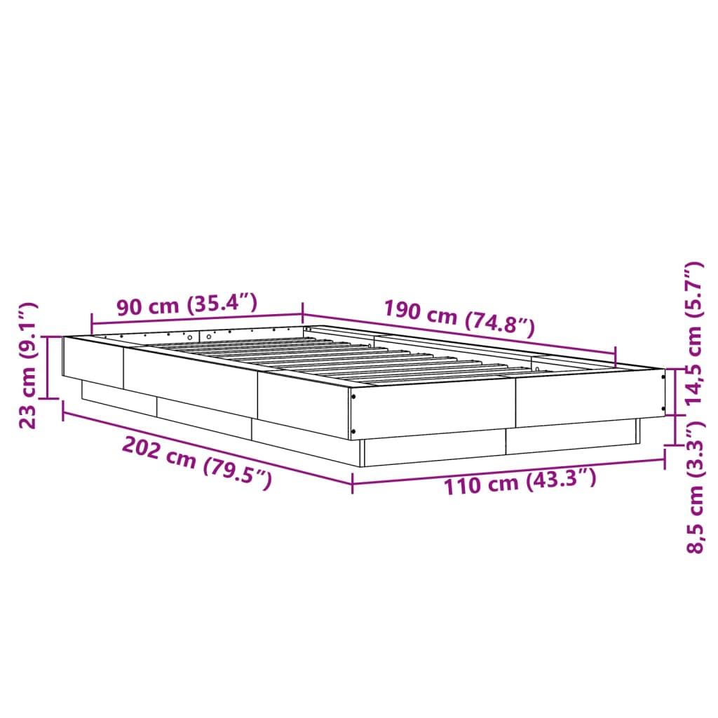 8721102618765_g_en_hd_8 vidaXL Bed Frame without Mattress White 90x190 cm - Image 10