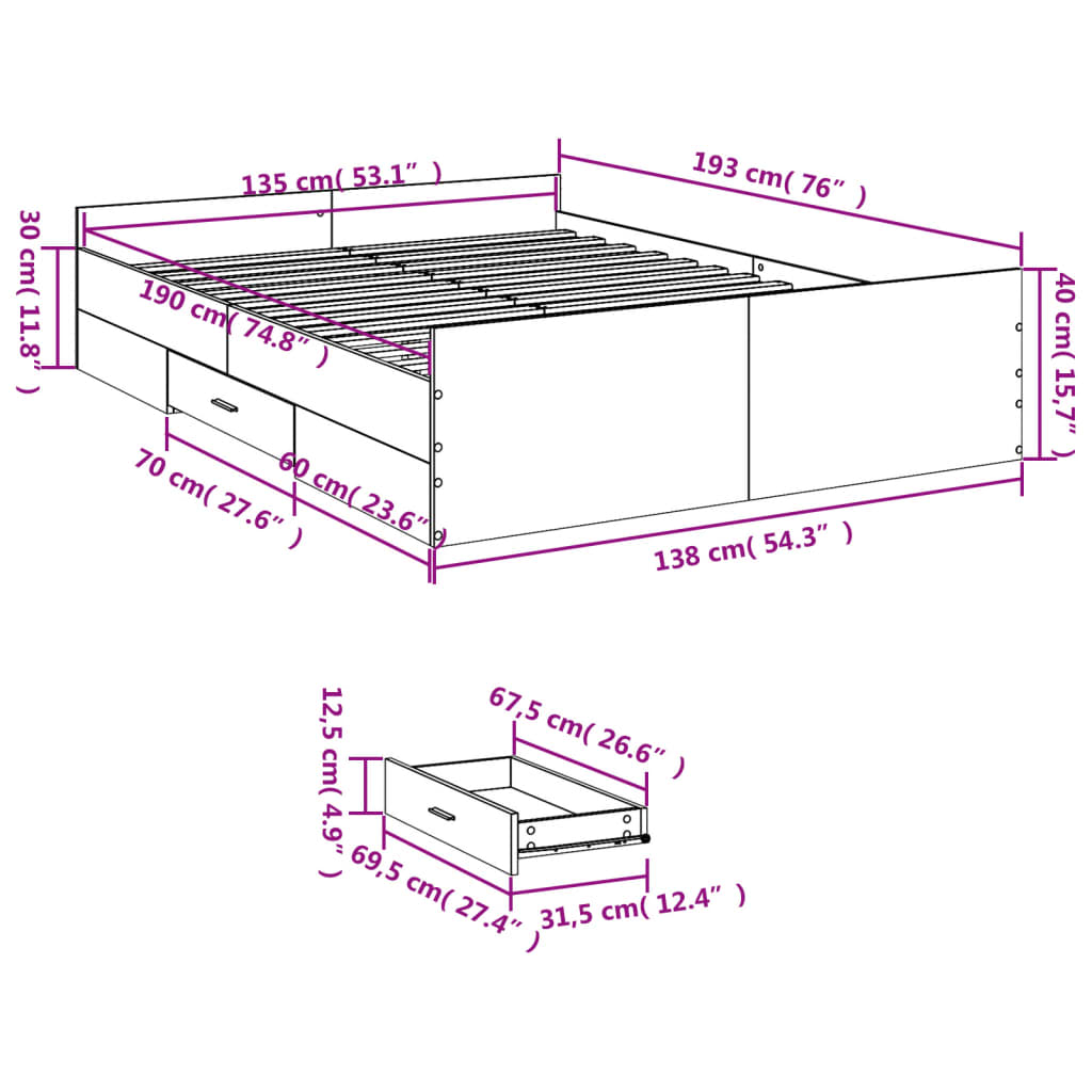 8721102619670_g_en_hd_9 vidaXL Bed Frame with Drawers without Mattress White 135x190 cm - Image 11