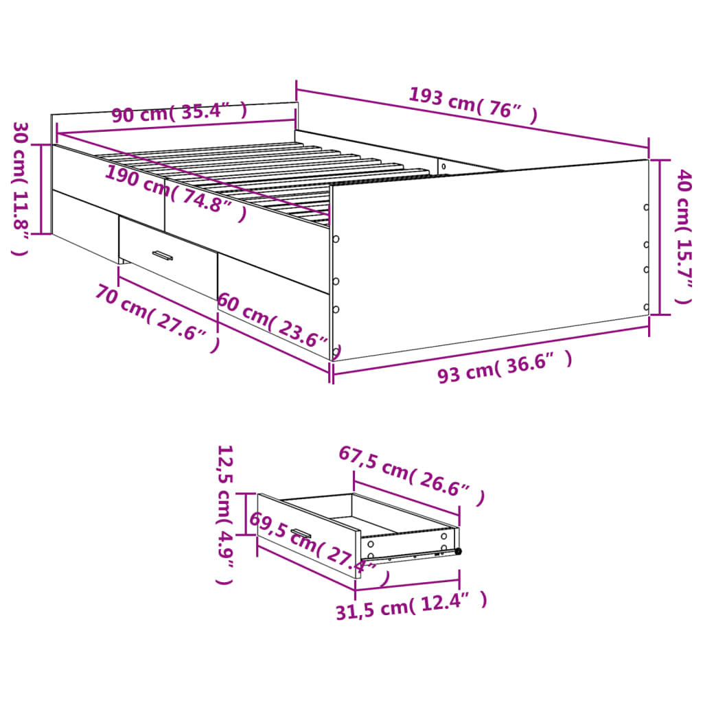 8721102619953_g_en_hd_9 vidaXL Bed Frame with Drawers without Mattress White 90x190 cm - Image 11
