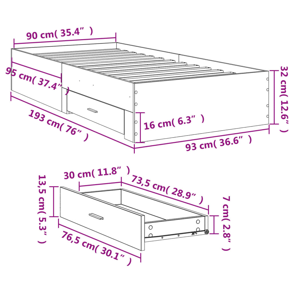 8721102620867_g_en_hd_8 vidaXL Bed Frame with Drawers without Mattress White 90x190 cm - Image 10