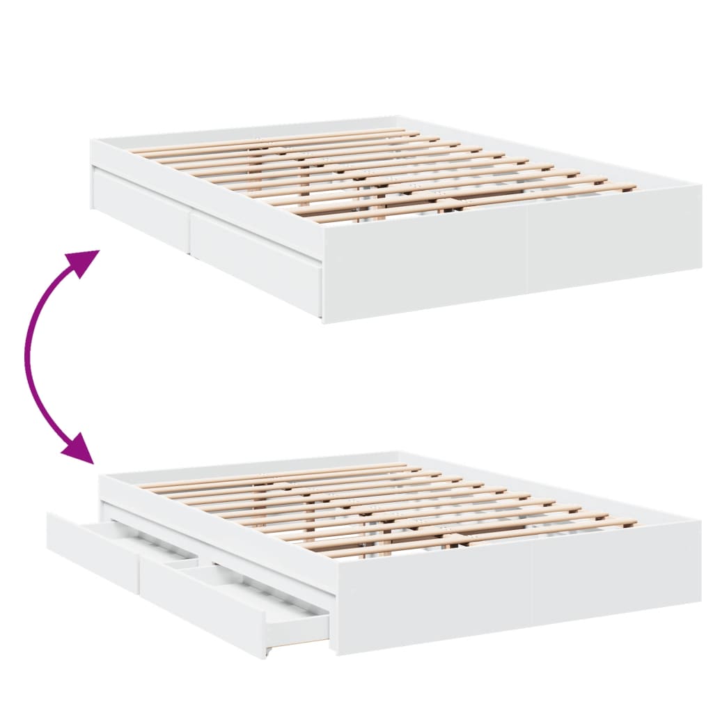 8721102623035_g_en_hd_5 vidaXL Bed Frame with Drawers without Mattress White 150x200 cm - Image 7