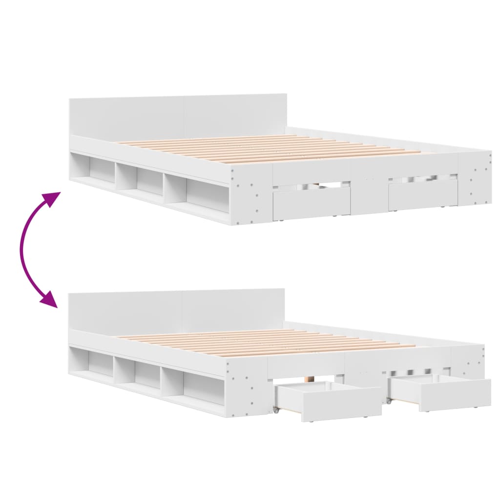 8721102623943_g_en_hd_5 vidaXL Bed Frame with Drawers without Mattress White 150x200 cm - Image 7