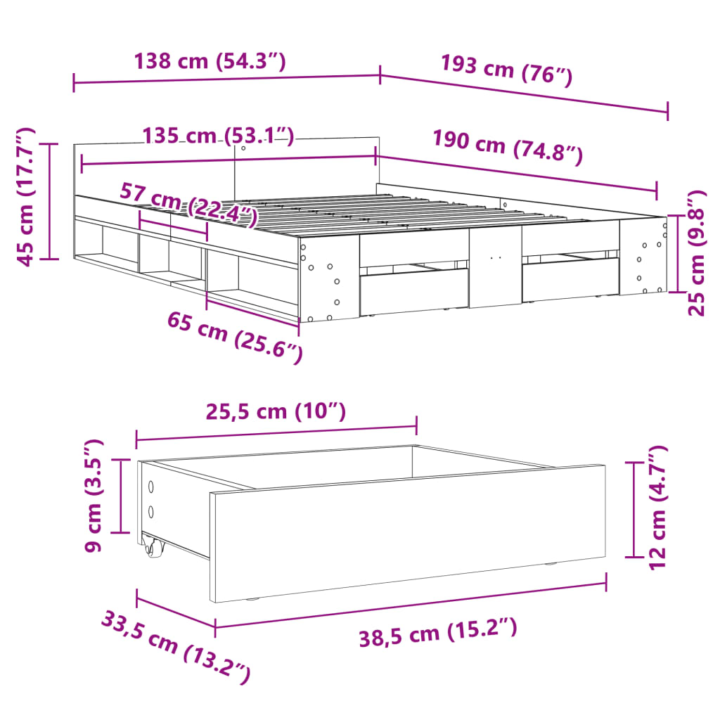 8721102624223_g_en_hd_8 vidaXL Bed Frame with Drawers without Mattress White 135x190 cm - Image 10