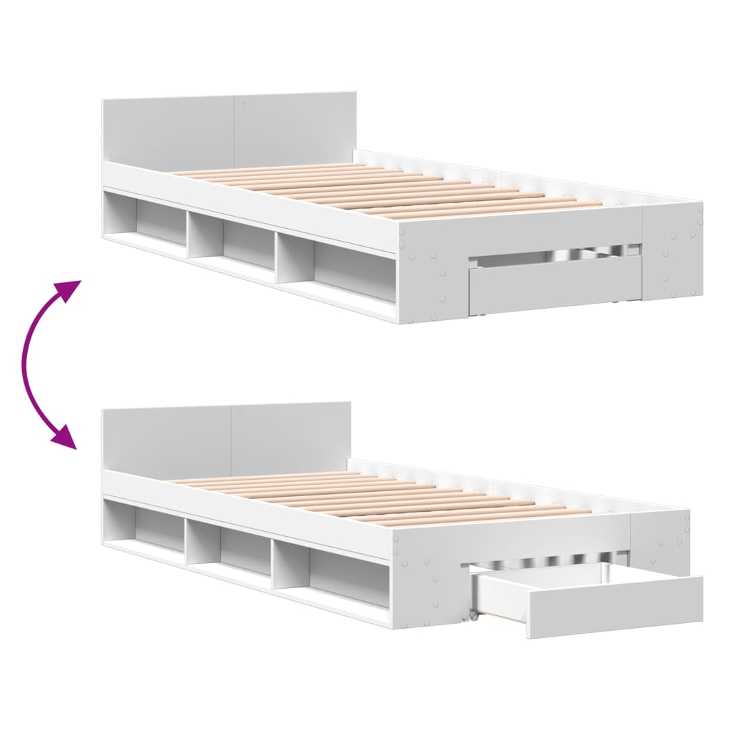 8721102624360_g_en_hd_5 vidaXL Bed Frame with Drawer without Mattress White 90x190 cm - Image 7