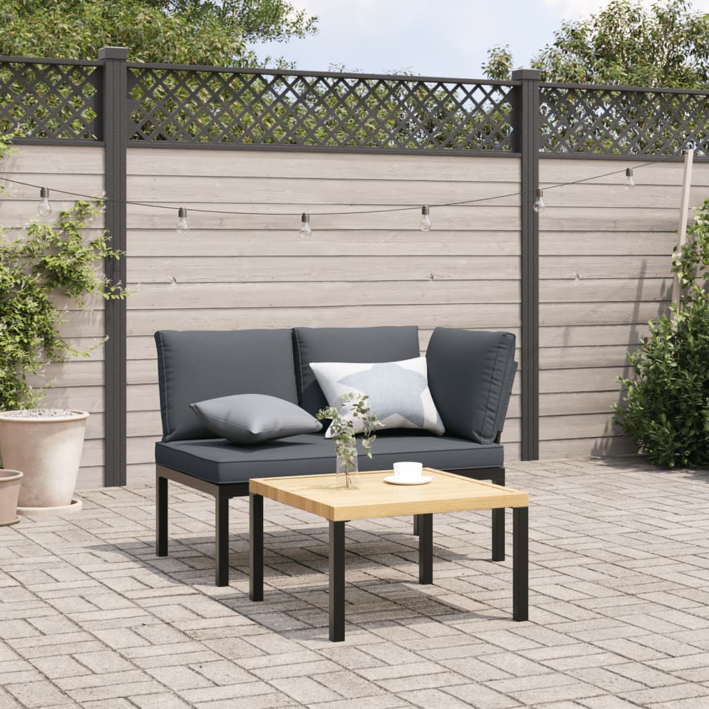 vidaXL Garden Bench with Cushions Black Aluminium