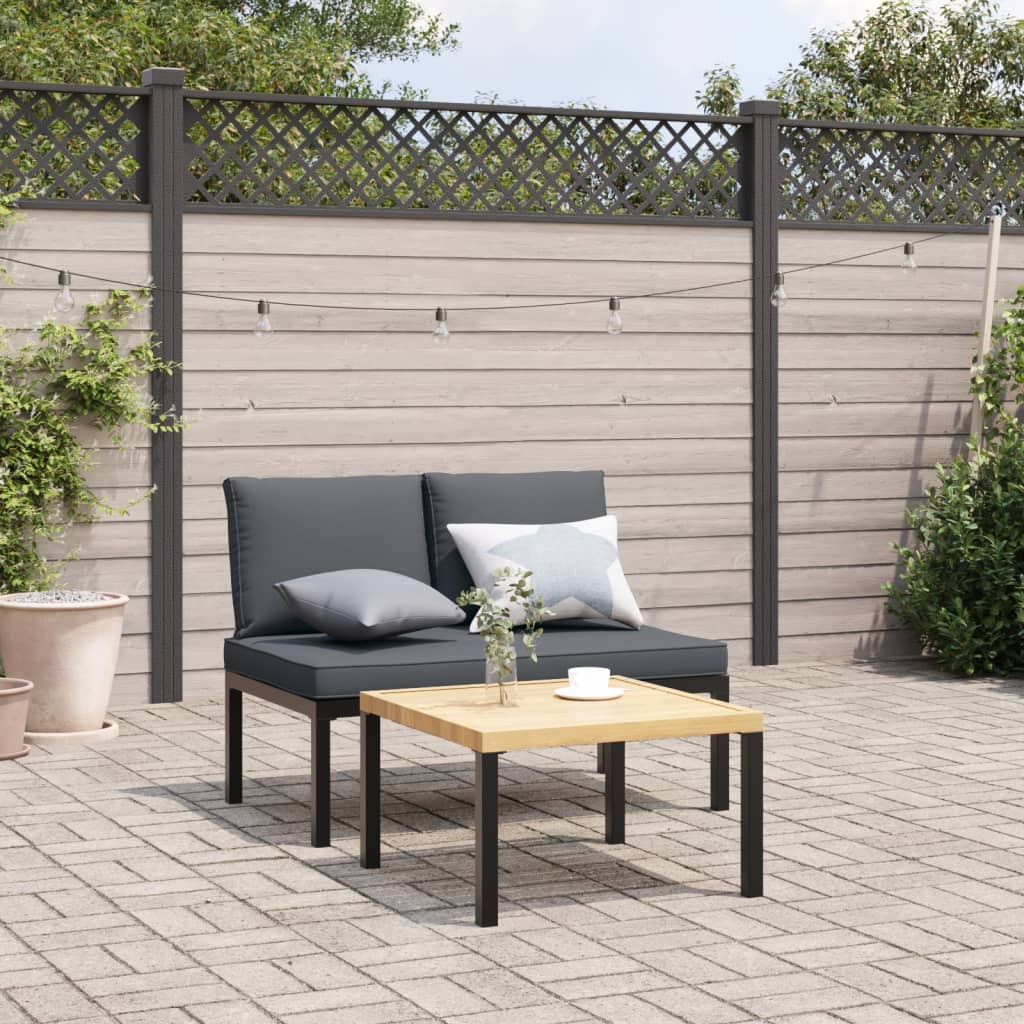 vidaXL Garden Bench with Cushions Black Aluminium