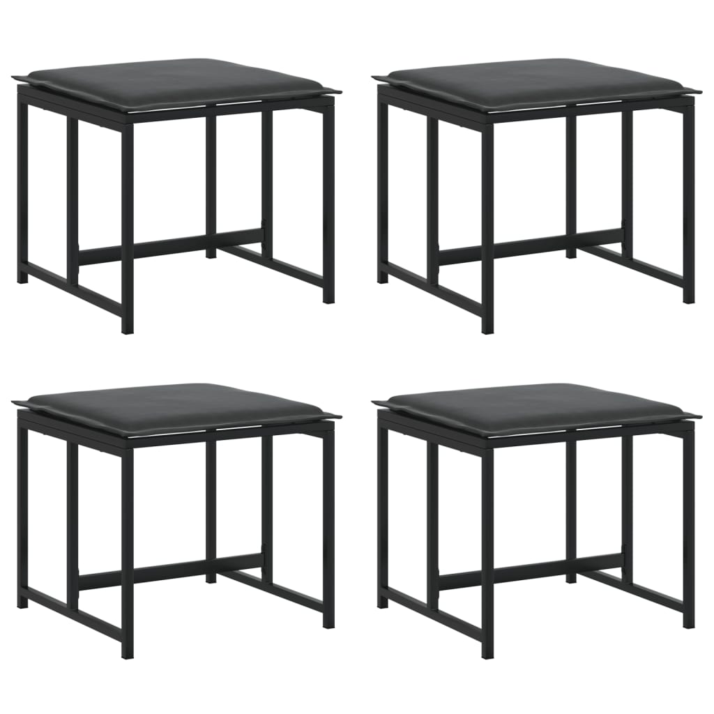 8721102632235_a_en_hd_1 vidaXL Garden Stools with Cushions 4 pcs Black Steel and Textilene - Image 2