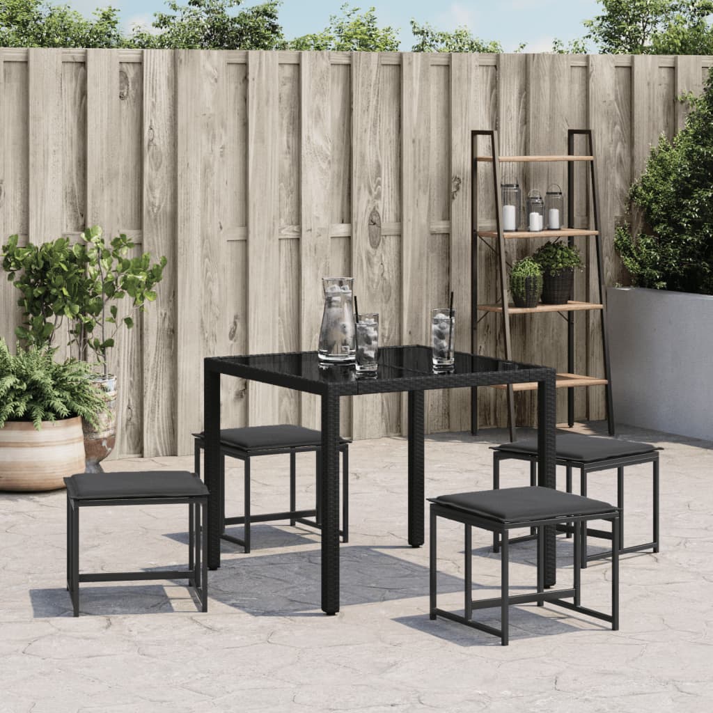 8721102632235_g_en_hd_1 vidaXL Garden Stools with Cushions 4 pcs Black Steel and Textilene - Image 3