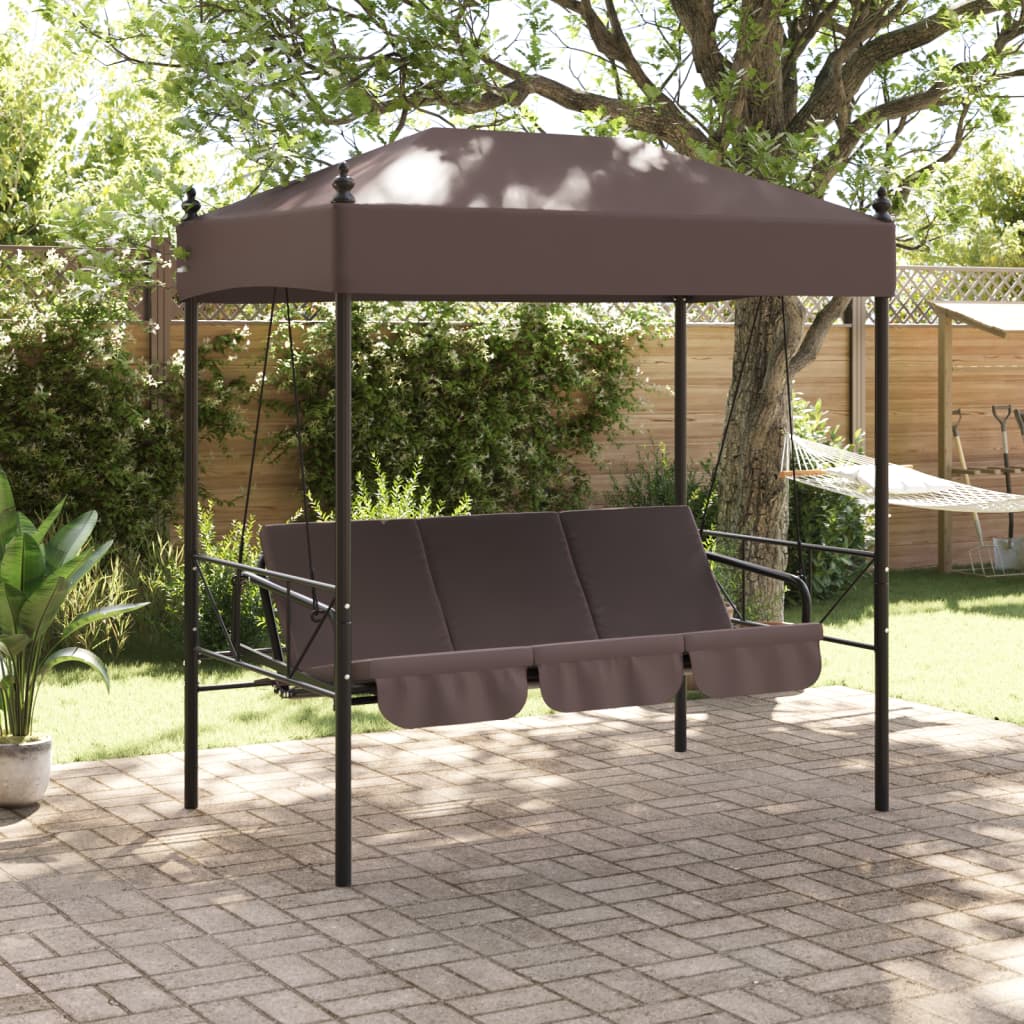 8721102632389_g_en_hd_1 vidaXL Garden Swing Bench with Canopy Coffee Brown Steel - Image 3