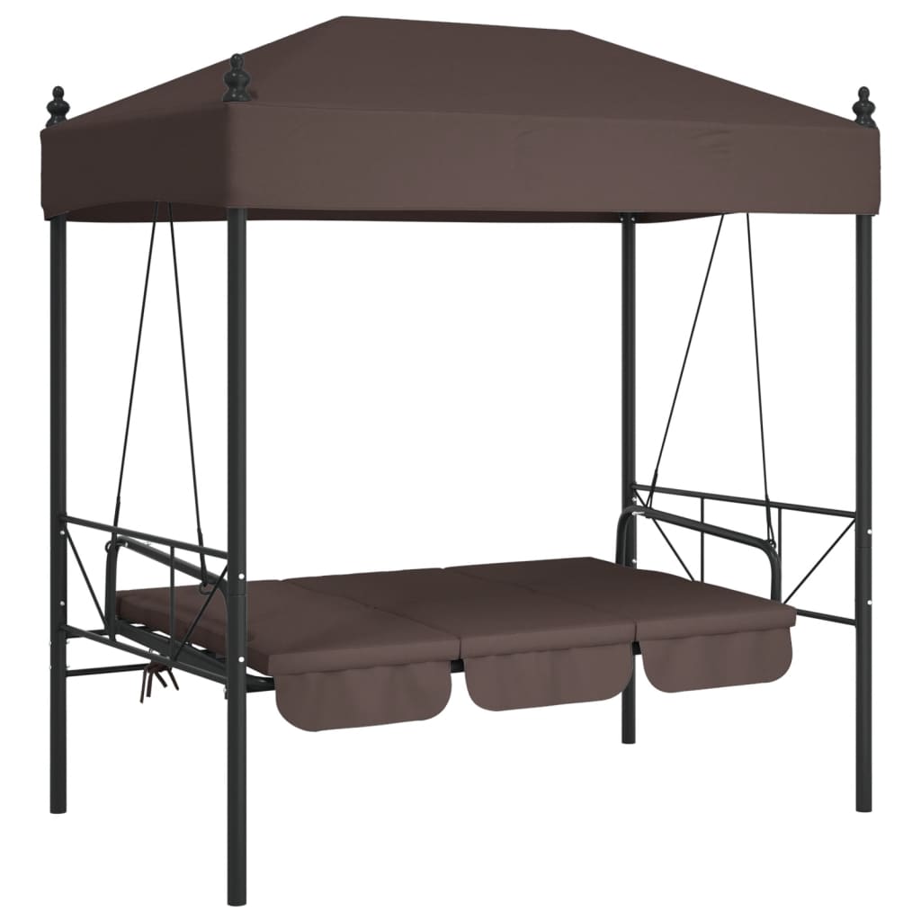 8721102632389_g_en_hd_2 vidaXL Garden Swing Bench with Canopy Coffee Brown Steel - Image 4