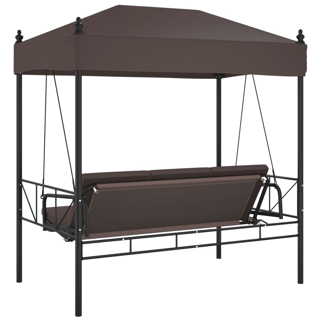 8721102632389_g_en_hd_5 vidaXL Garden Swing Bench with Canopy Coffee Brown Steel - Image 7