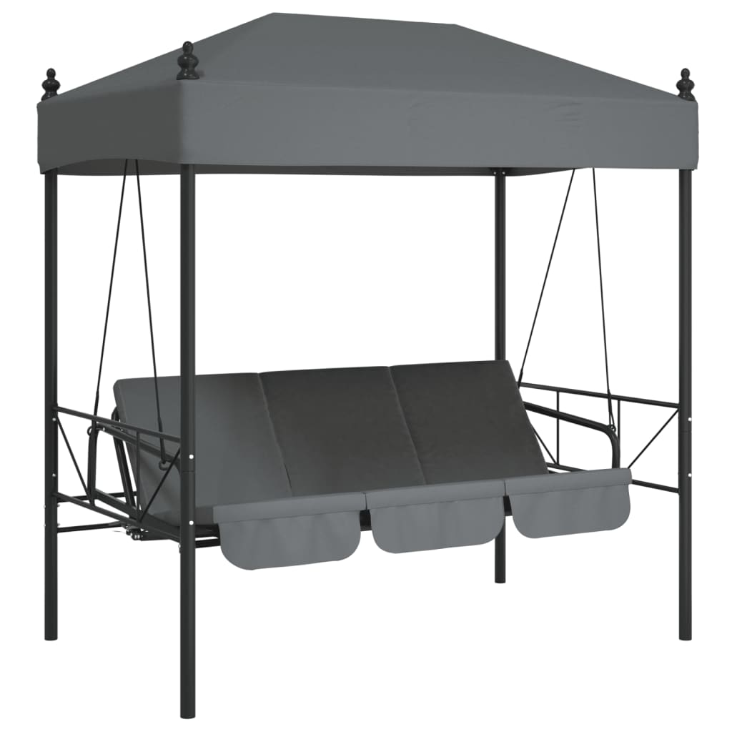 8721102632396_a_en_hd_1 vidaXL Garden Swing Bench with Canopy Dark Grey Steel - Image 2
