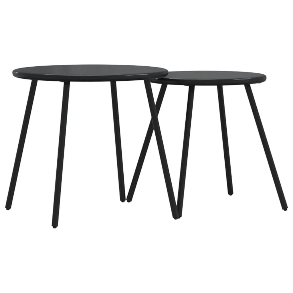 8721102632495_a_en_hd_1 vidaXL Garden Coffee Tables 2 pcs Round Black Powder-coated Steel - Image 2