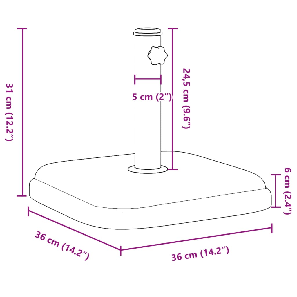 8721102632587_g_en_hd_7 vidaXL Parasol Base for Ø32/35/38 mm Poles 11 kg Square - Image 9
