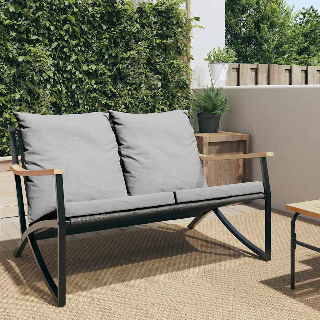 8721102642371_m_en_hd_1 vidaXL Garden Bench with Cushions 120 cm Black Steel - Image 1