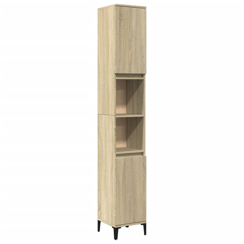 8721102643606_a_en_hd_1 vidaXL Bathroom Cabinet Sonoma Oak 30x30x190 cm Engineered Wood - Image 2