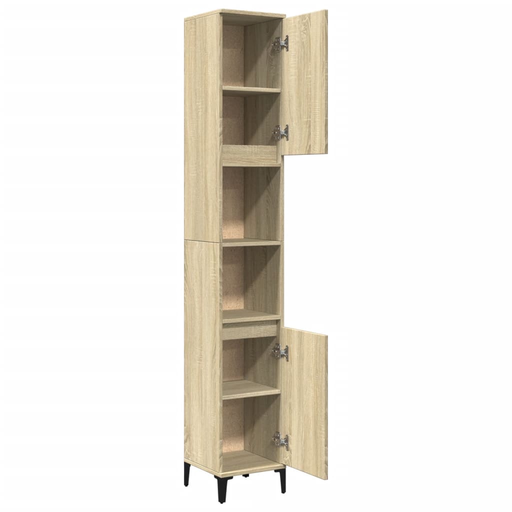 8721102643606_g_en_hd_4 vidaXL Bathroom Cabinet Sonoma Oak 30x30x190 cm Engineered Wood - Image 6