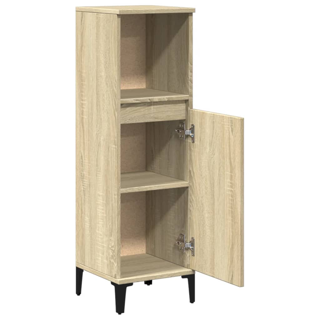 8721102643613_g_en_hd_5 vidaXL Bathroom Cabinet Sonoma Oak 30x30x100 cm Engineered Wood - Image 8