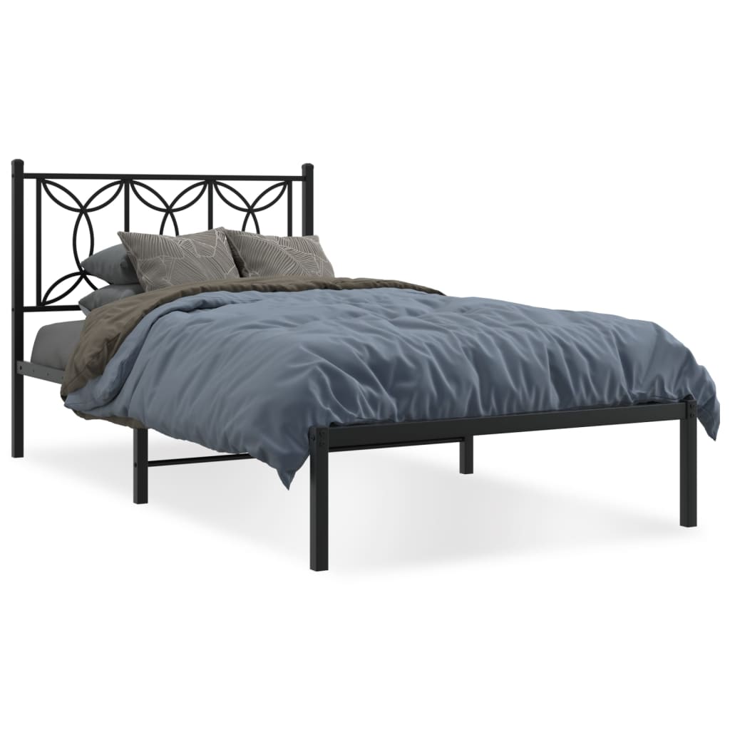 8721102643873_a_en_hd_1 vidaXL Metal Bed Frame without Mattress with Headboard Black 107x203 cm King Single - Image 2