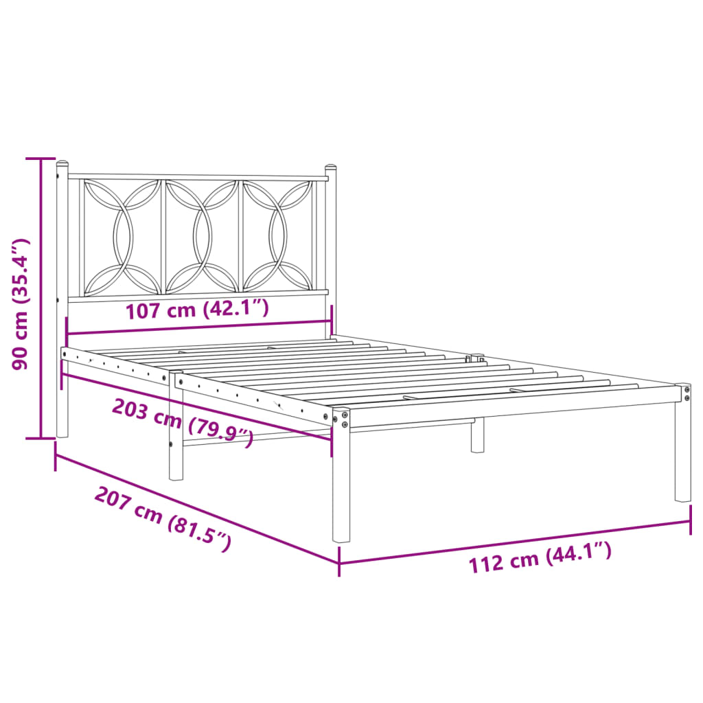 8721102643873_g_en_hd_6 vidaXL Metal Bed Frame without Mattress with Headboard Black 107x203 cm King Single - Image 8