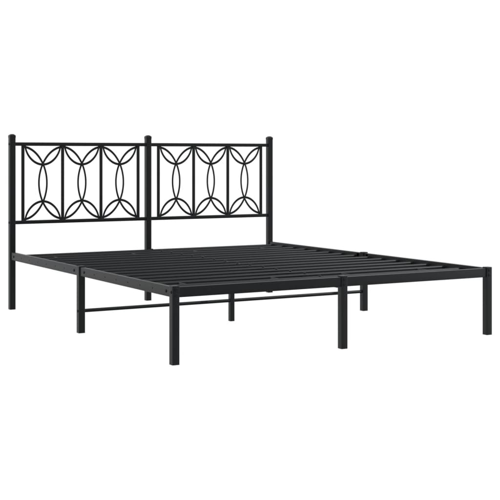 8721102643934_g_en_hd_1 vidaXL Metal Bed Frame without Mattress with Headboard Black 150x200 cm - Image 3