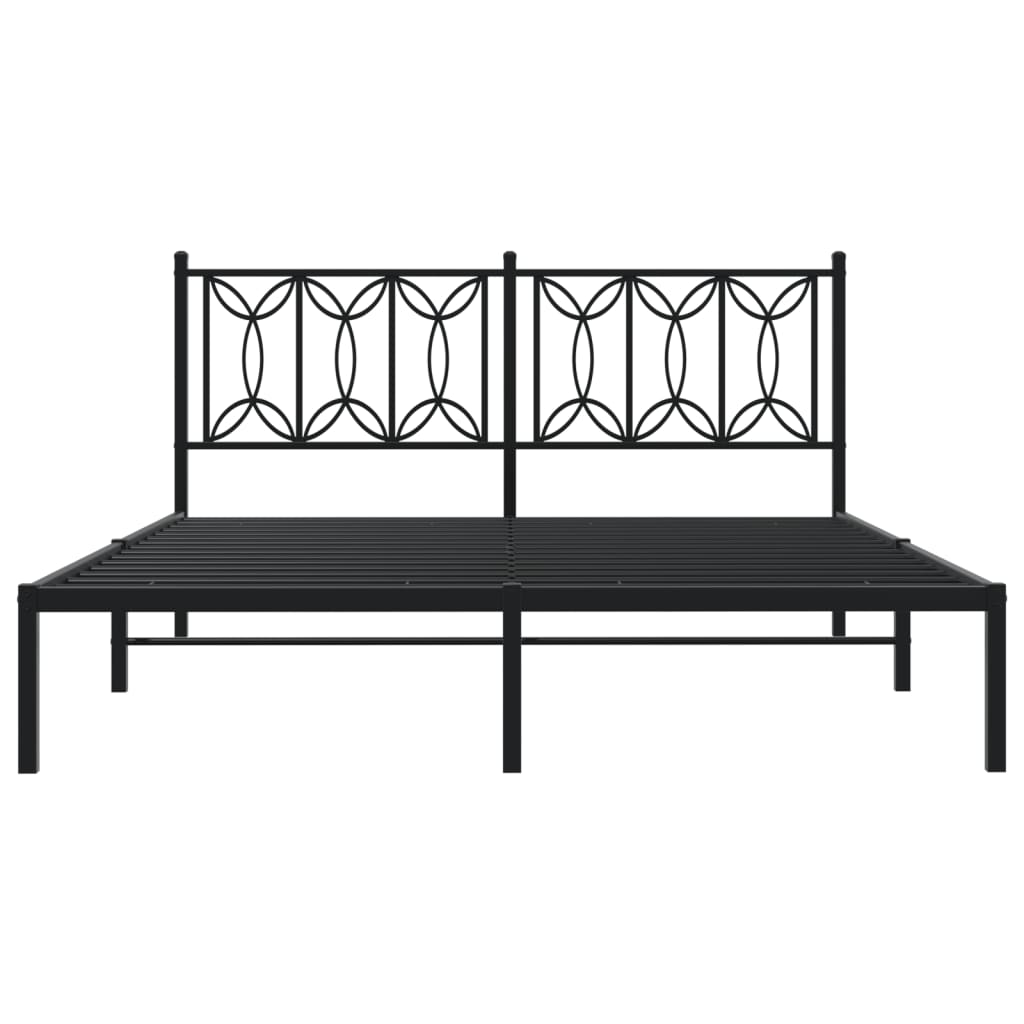 8721102643934_g_en_hd_2 vidaXL Metal Bed Frame without Mattress with Headboard Black 150x200 cm - Image 4