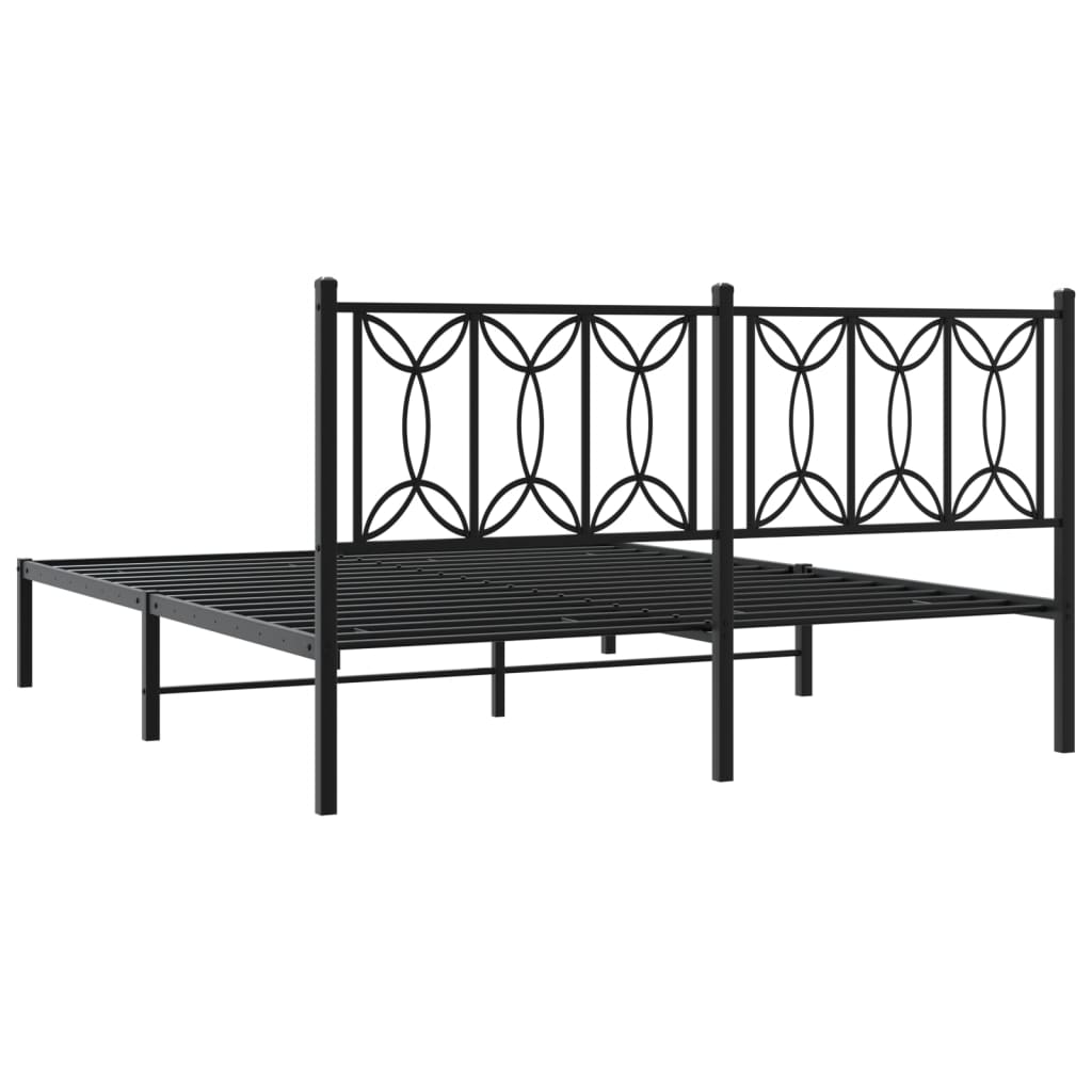 8721102643934_g_en_hd_4 vidaXL Metal Bed Frame without Mattress with Headboard Black 150x200 cm - Image 6