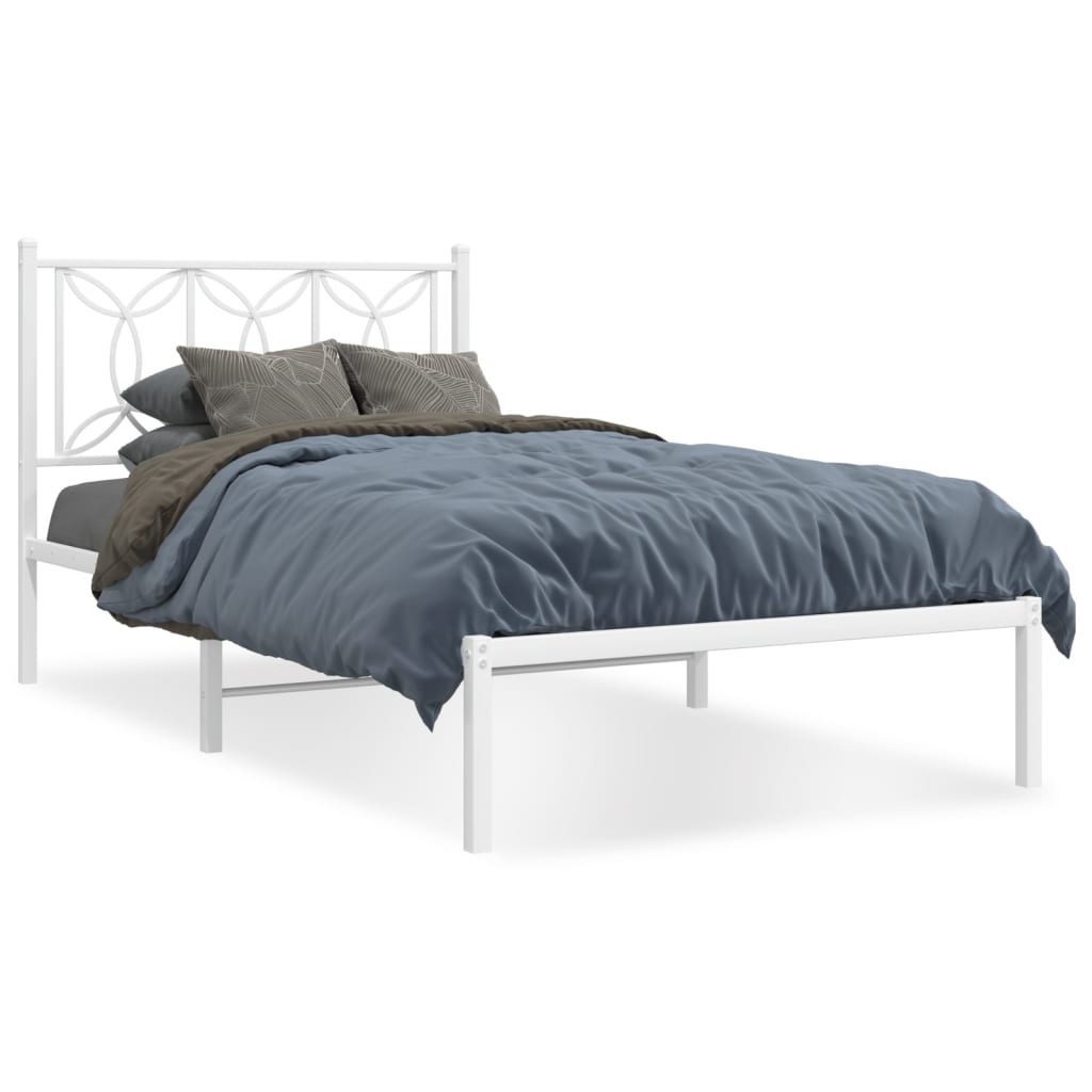 8721102644368_a_en_hd_1 vidaXL Metal Bed Frame without Mattress with Headboard White 107x203 cm King Single - Image 2