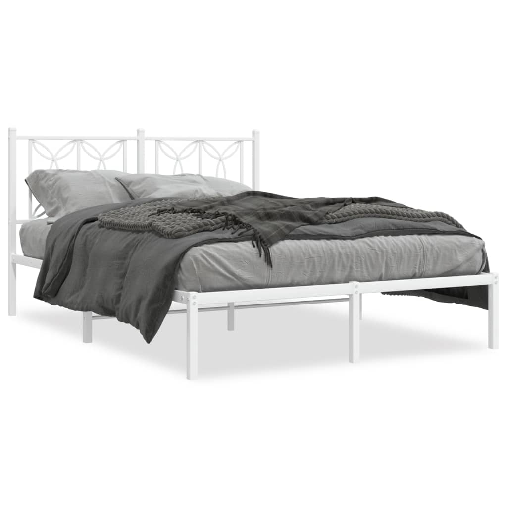 8721102644399_a_en_hd_1 vidaXL Metal Bed Frame without Mattress with Headboard White 135x190 cm - Image 2