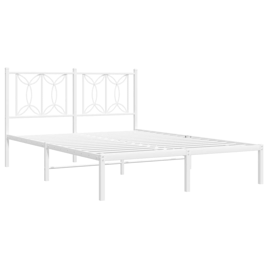 8721102644399_g_en_hd_1 vidaXL Metal Bed Frame without Mattress with Headboard White 135x190 cm - Image 3