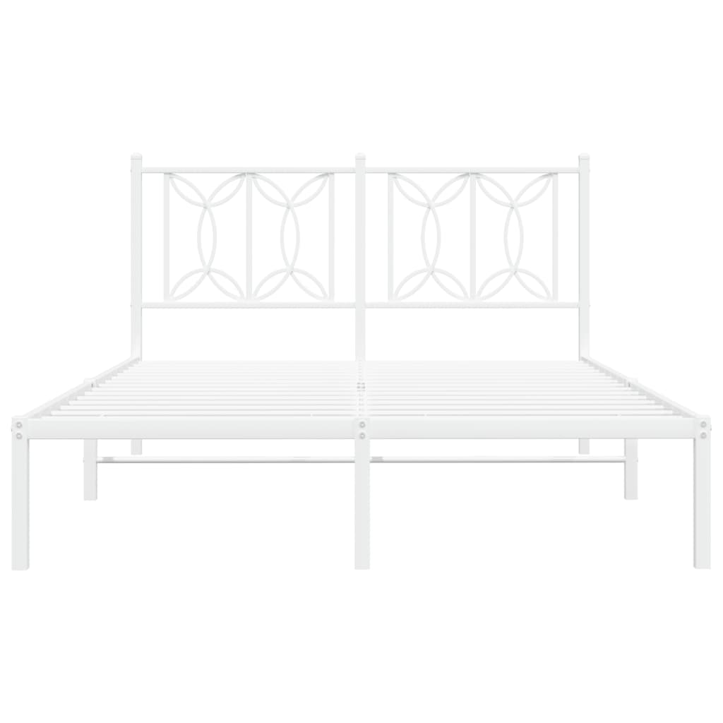 8721102644399_g_en_hd_2 vidaXL Metal Bed Frame without Mattress with Headboard White 135x190 cm - Image 4