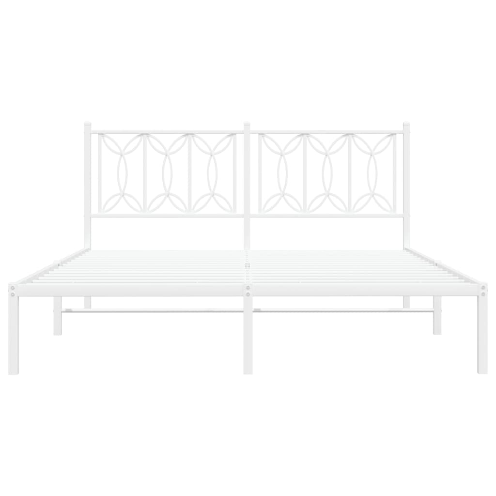 8721102644429_g_en_hd_2 vidaXL Metal Bed Frame without Mattress with Headboard White 150x200 cm - Image 4
