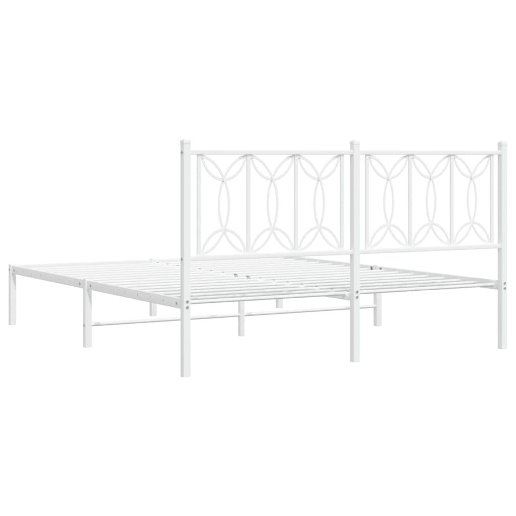 8721102644429_g_en_hd_4 vidaXL Metal Bed Frame without Mattress with Headboard White 150x200 cm - Image 6