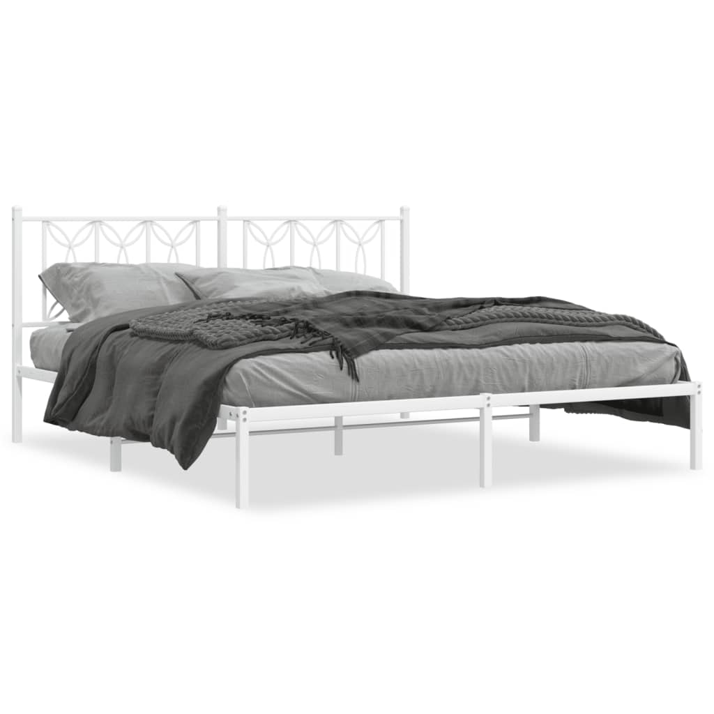 8721102644443_a_en_hd_1 vidaXL Metal Bed Frame without Mattress with Headboard White 183x203 cm King - Image 2