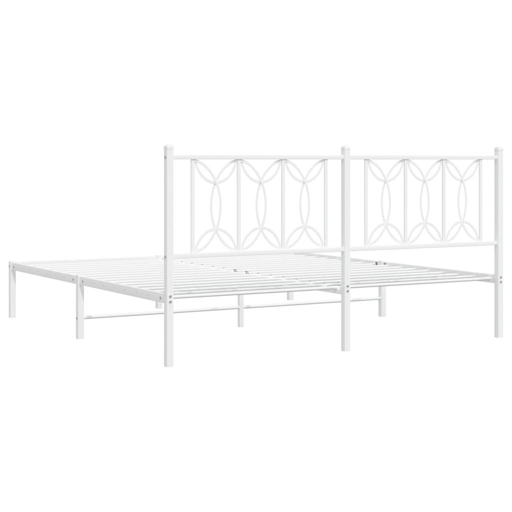 8721102644443_g_en_hd_4 vidaXL Metal Bed Frame without Mattress with Headboard White 183x203 cm King - Image 6
