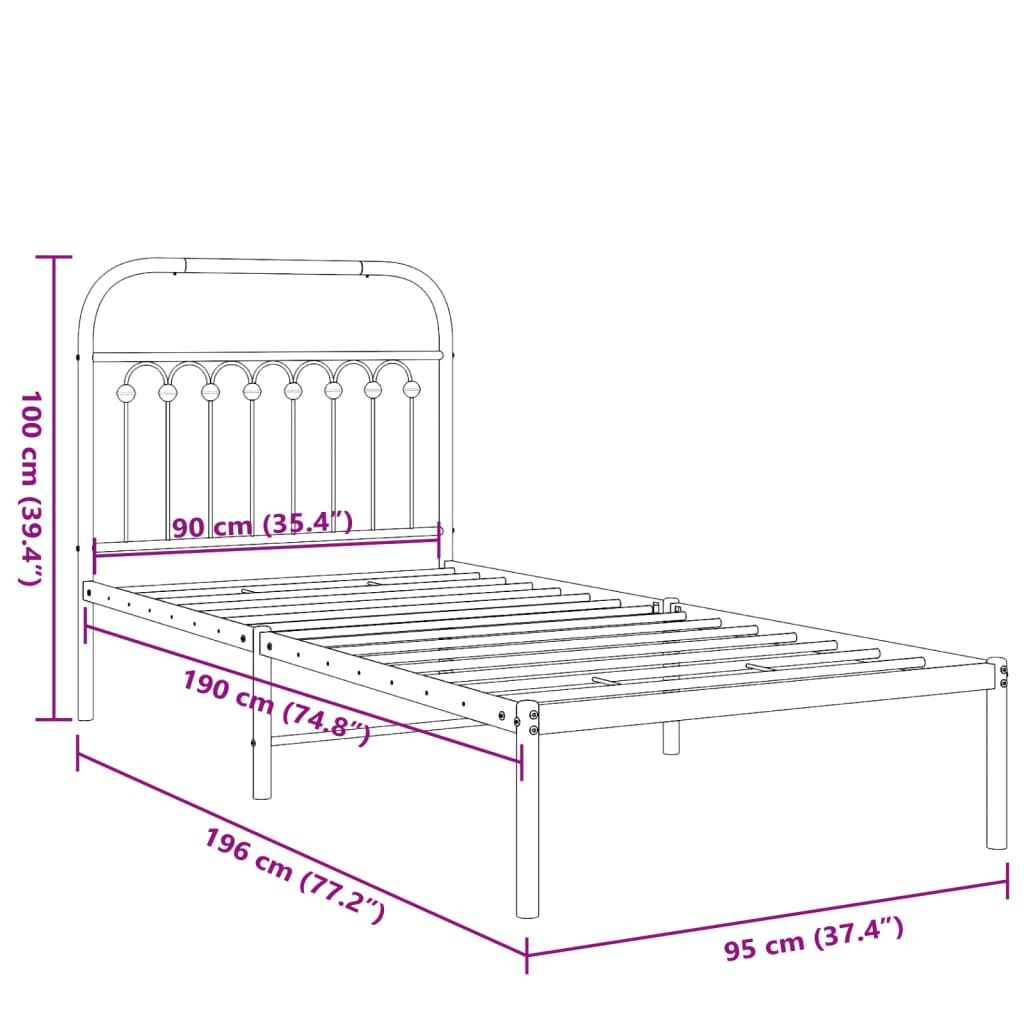 8721102644818_g_en_hd_6 vidaXL Metal Bed Frame without Mattress with Headboard Black 90x190 cm - Image 8