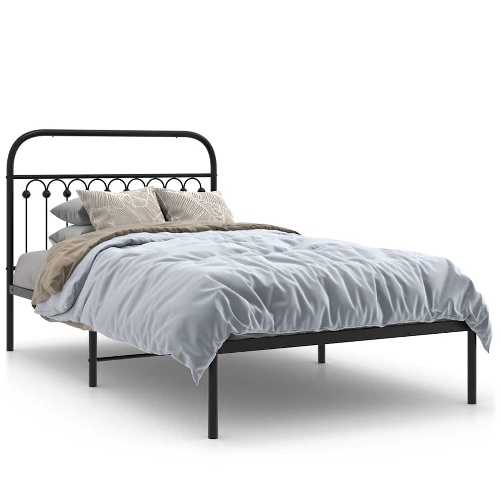 8721102644856_a_en_hd_1 vidaXL Metal Bed Frame without Mattress with Headboard Black 107x203 cm King Single - Image 2