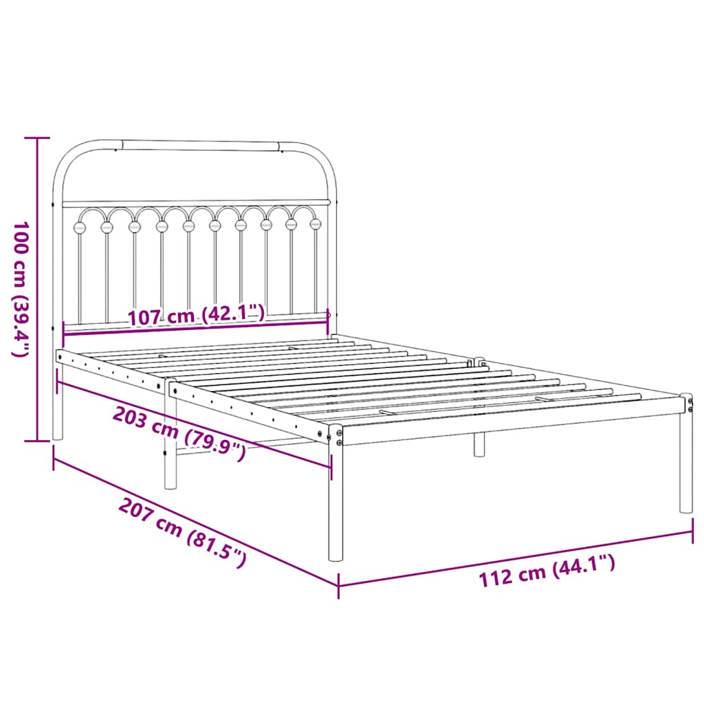 8721102644856_g_en_hd_6 vidaXL Metal Bed Frame without Mattress with Headboard Black 107x203 cm King Single - Image 8
