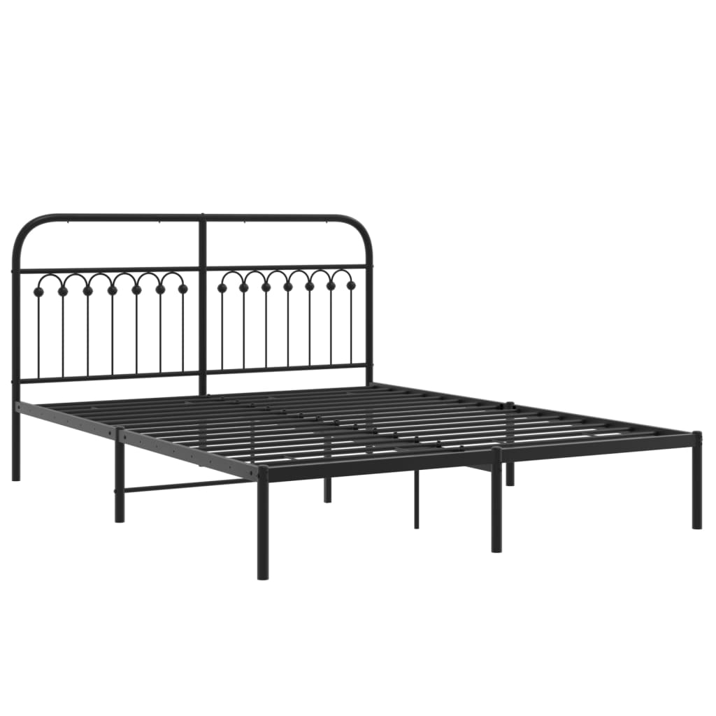 8721102644917_g_en_hd_1 vidaXL Metal Bed Frame without Mattress with Headboard Black 150x200 cm - Image 3