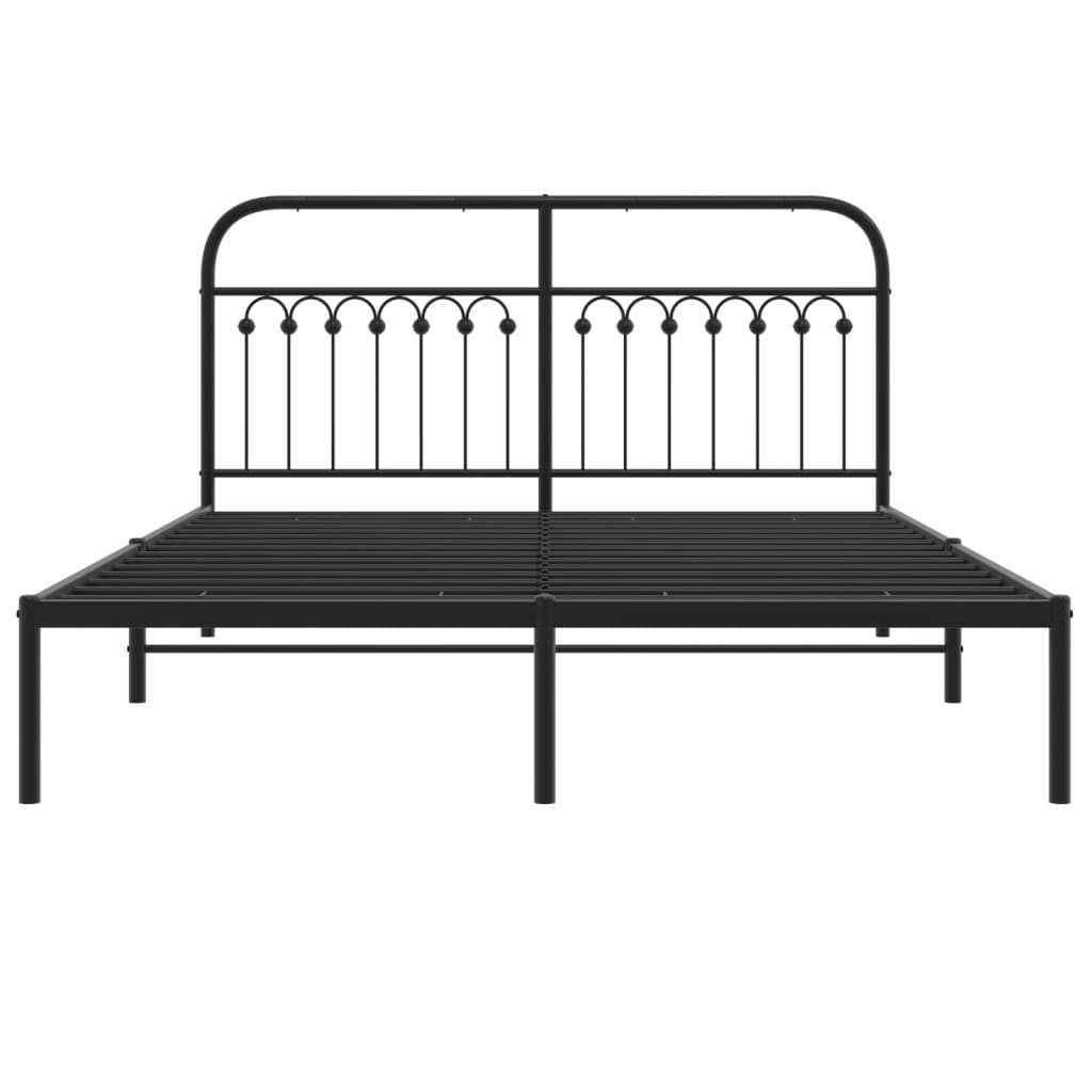 8721102644917_g_en_hd_2 vidaXL Metal Bed Frame without Mattress with Headboard Black 150x200 cm - Image 4