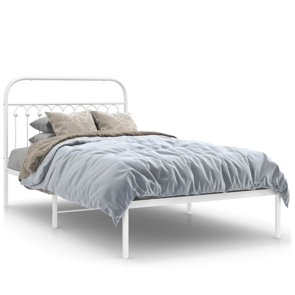 8721102645341_a_en_hd_1 vidaXL Metal Bed Frame without Mattress with Headboard White 107x203 cm King Single - Image 2