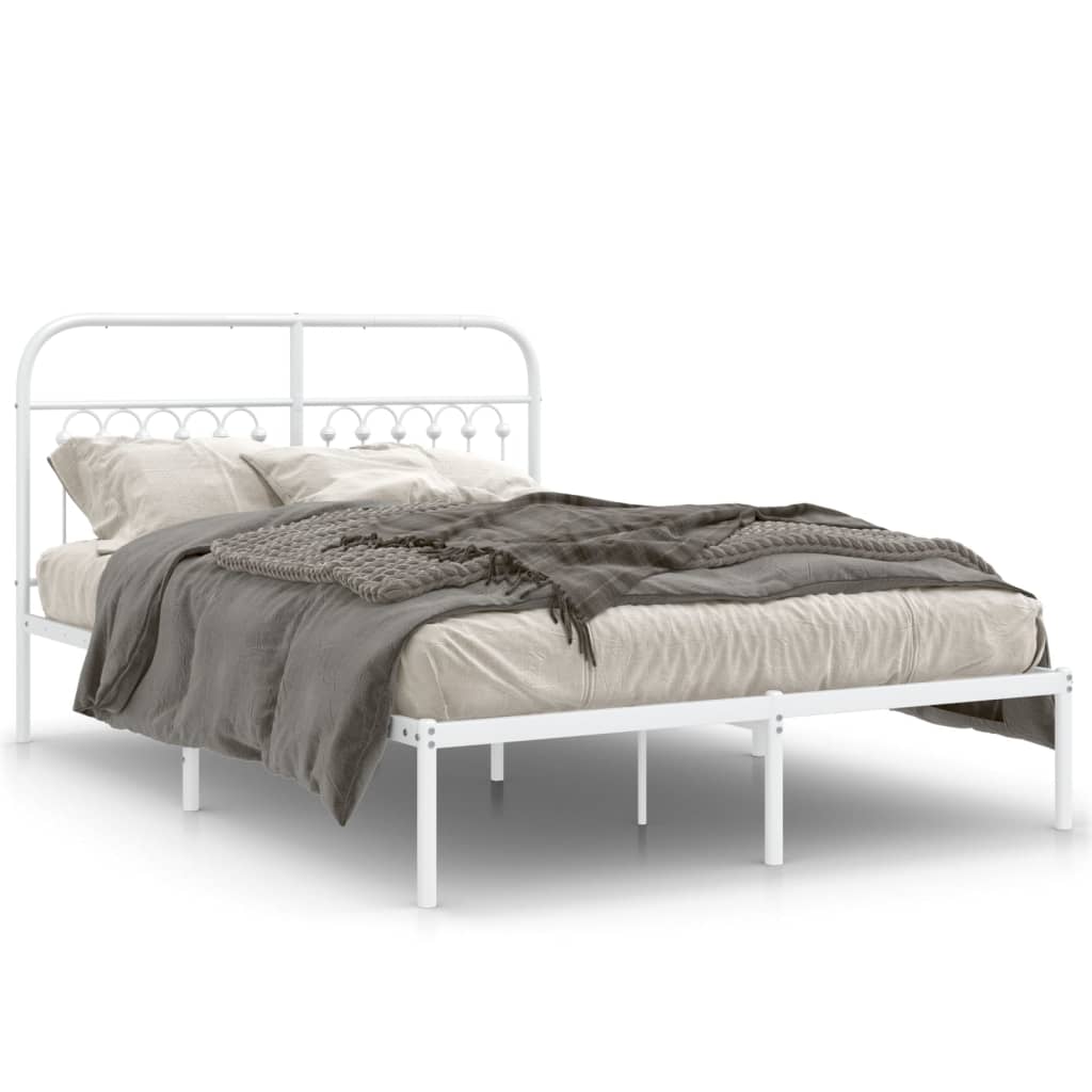 8721102645372_a_en_hd_1 vidaXL Metal Bed Frame without Mattress with Headboard White 135x190 cm - Image 2