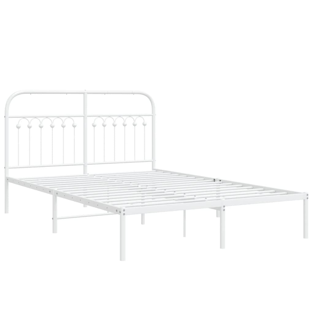 8721102645372_g_en_hd_1 vidaXL Metal Bed Frame without Mattress with Headboard White 135x190 cm - Image 3